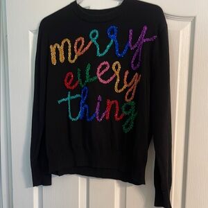 QUEEN OF SPARKLES Black Sweater with Colorful Text